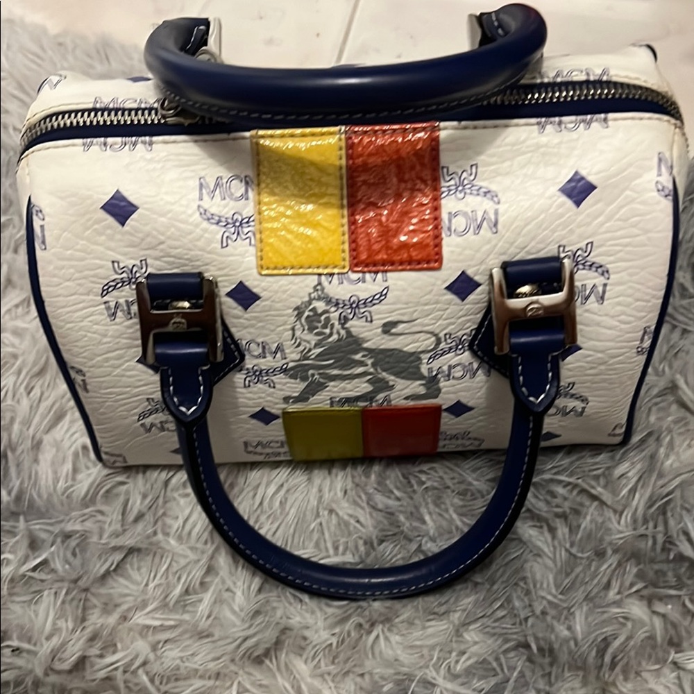 Authentic MCM Mini Boston Satchel – Limited Edition Multicolor Lion Print